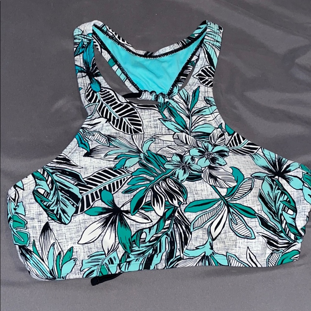 Floral high neck swim top